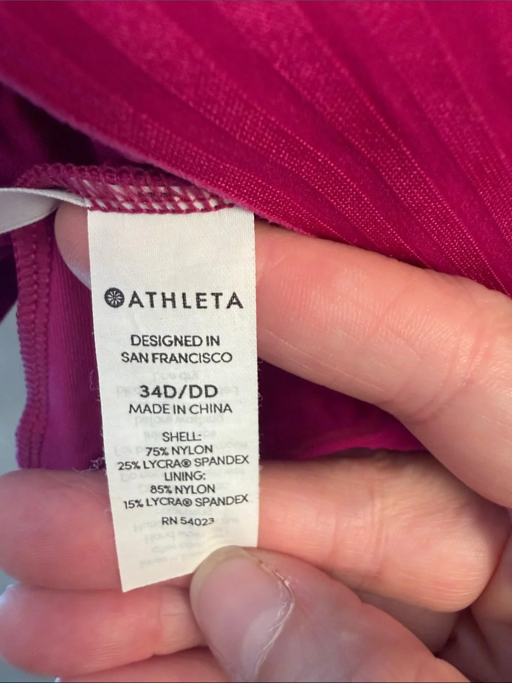 Athleta Magenta Racerback Tankini size 34D/DD purple magenta cross back